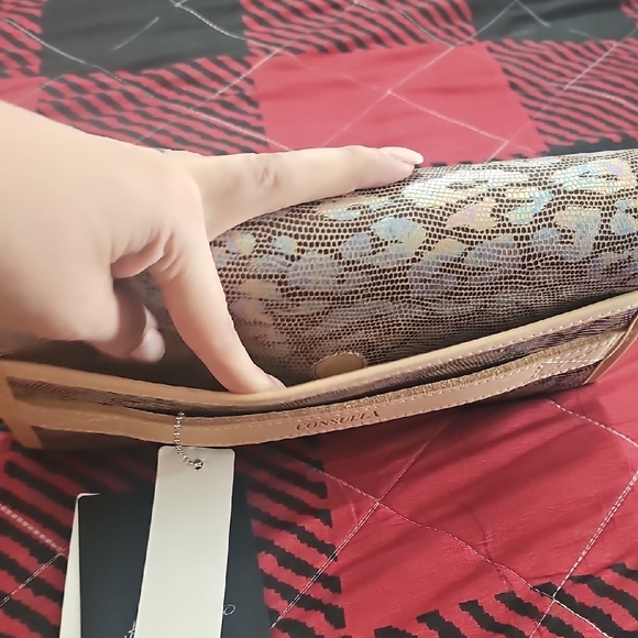 Consuela Tan and Silver Clutch with Animal Print - Picture 9 of 10